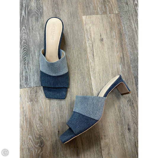 Sandals Heels Kitten By Liverpool In Blue Denim, Size: 10