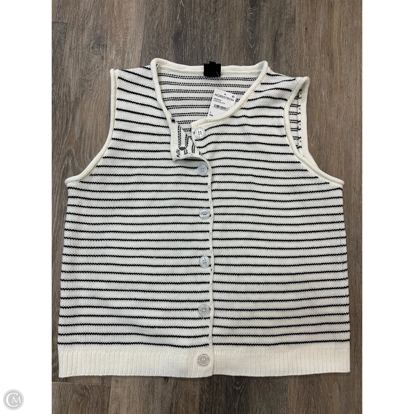 Sweater Short Sleeve By Bobeau In Striped Pattern, Size: L