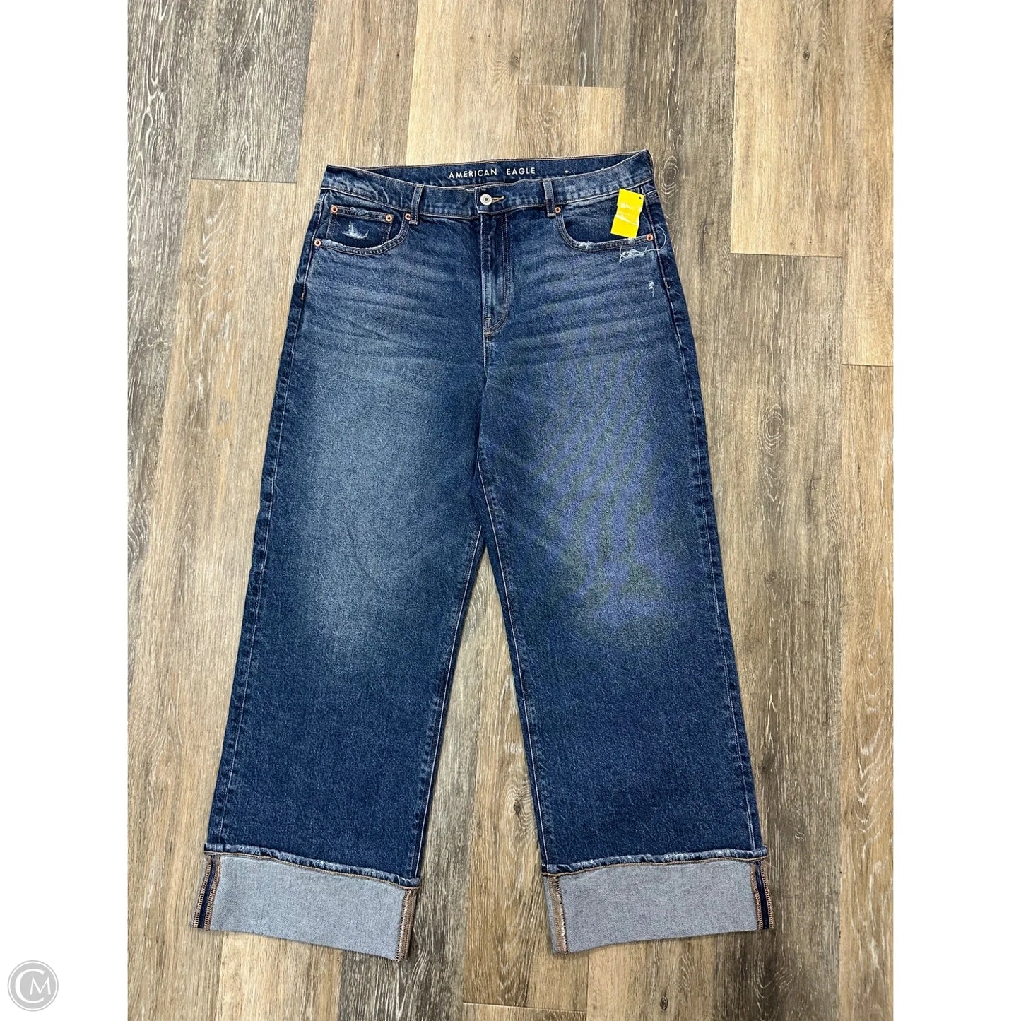 Jeans Wide Leg By American Eagle In Blue Denim, Size: 14