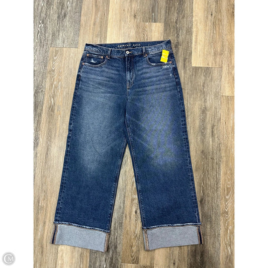 Jeans Wide Leg By American Eagle In Blue Denim, Size: 14