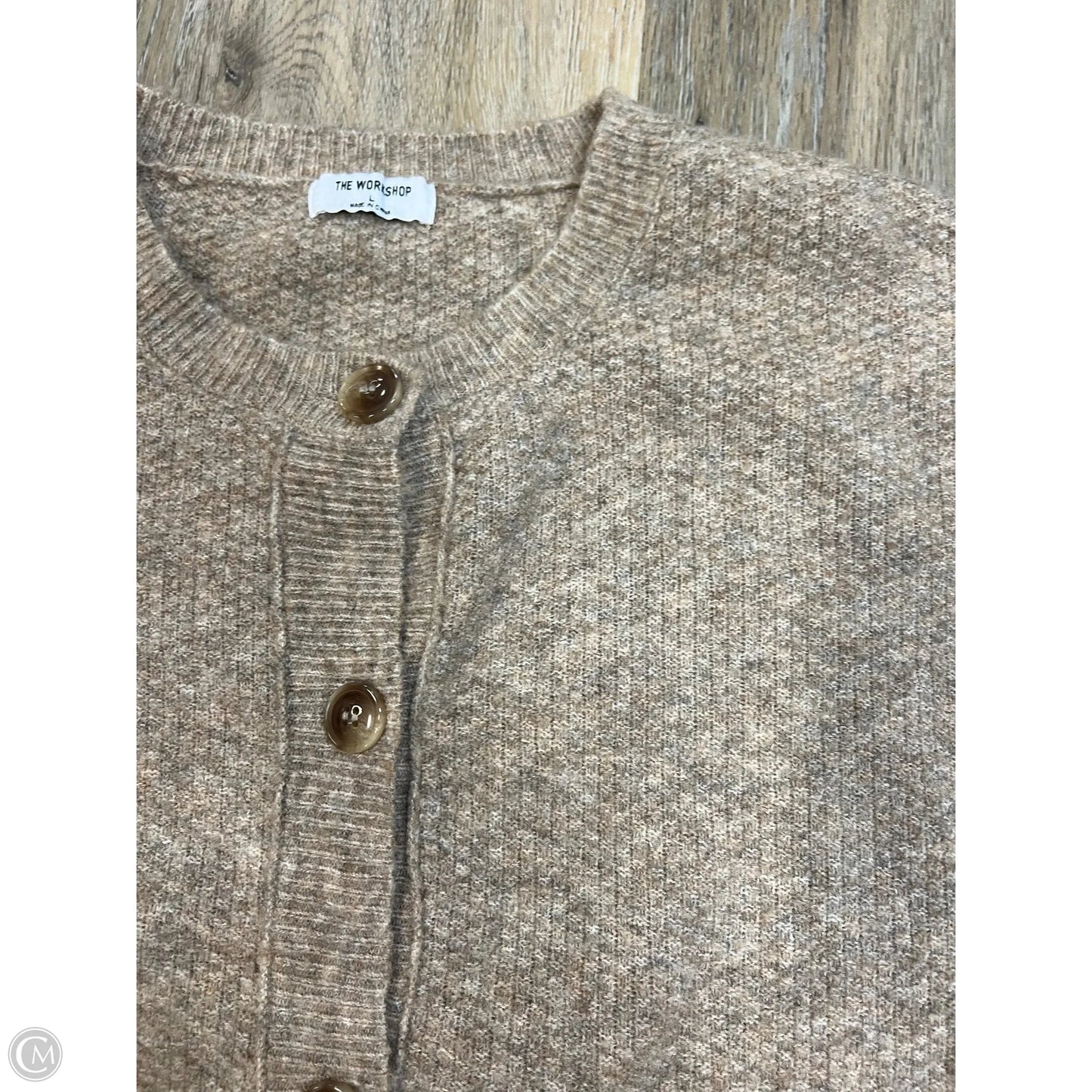 Sweater Cardigan By Workshop In Tan, Size: L