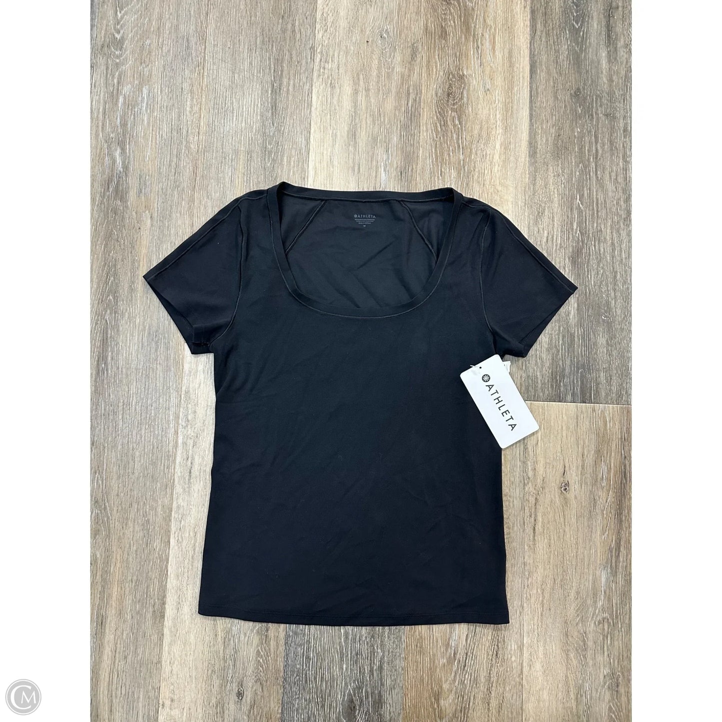 -Athletic Top Short Sleeve By Athleta In Black, Size: M