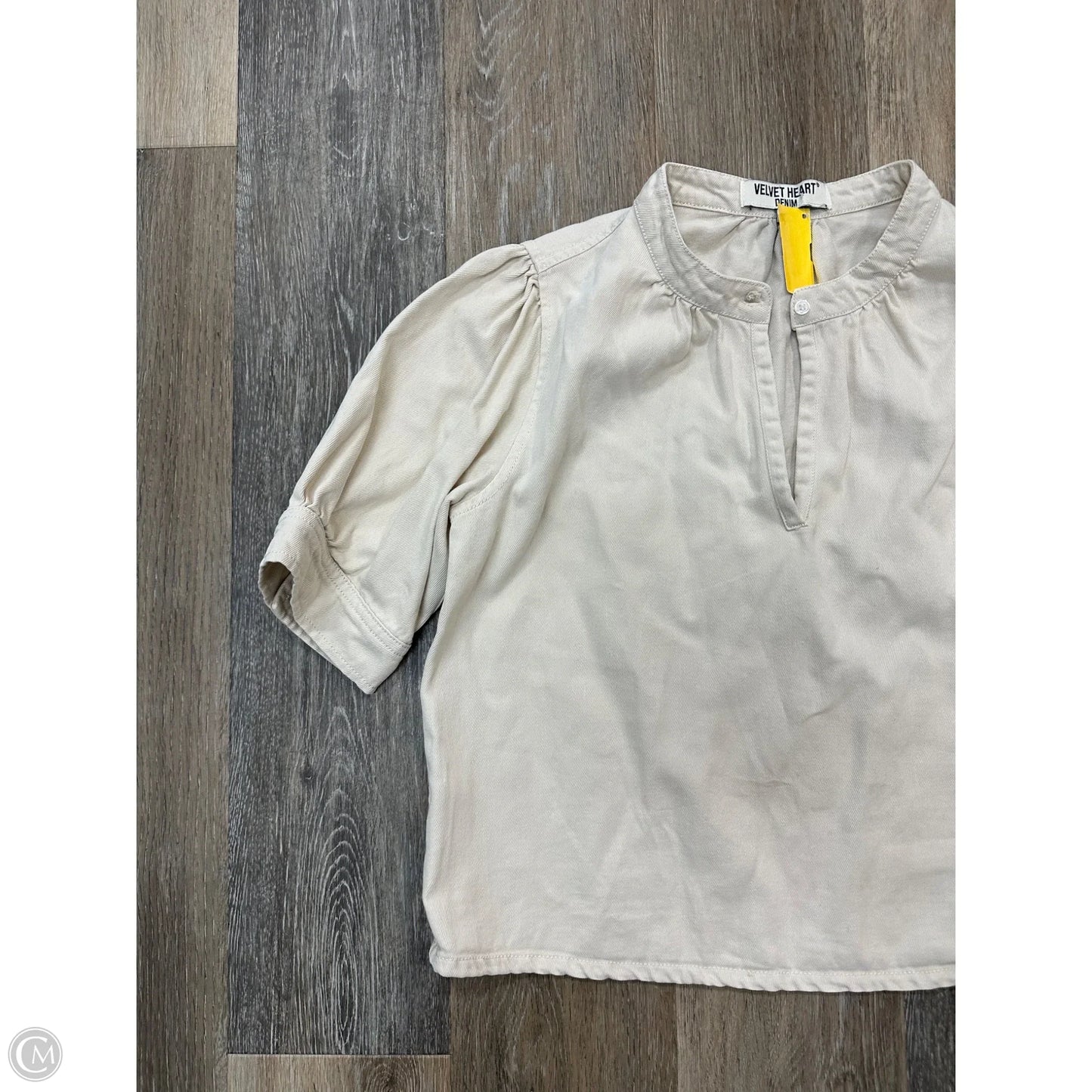 Blouse Short Sleeve By Velvet Heart In Cream Denim, Size: M