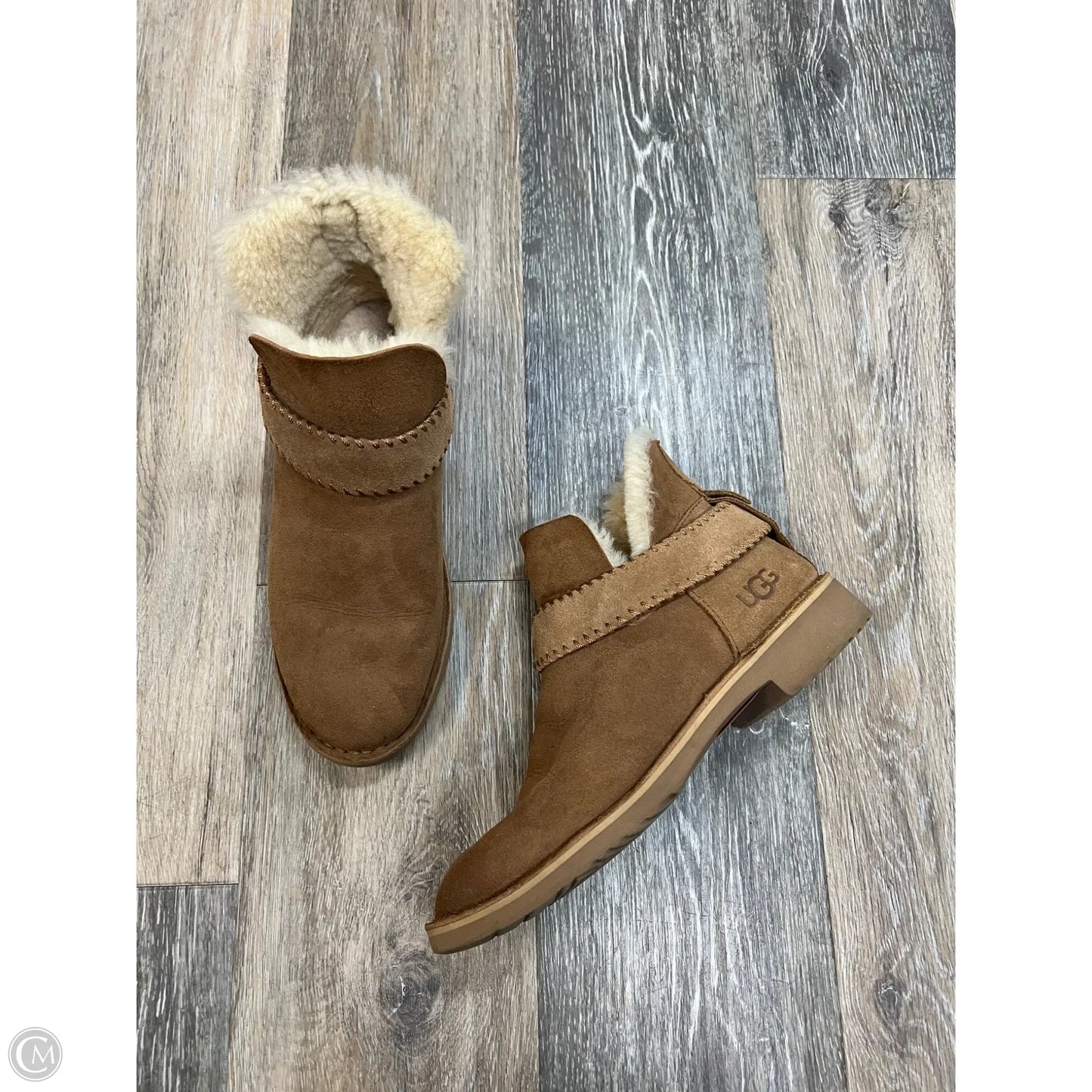 Boots Designer By Ugg In Brown, Size: 7