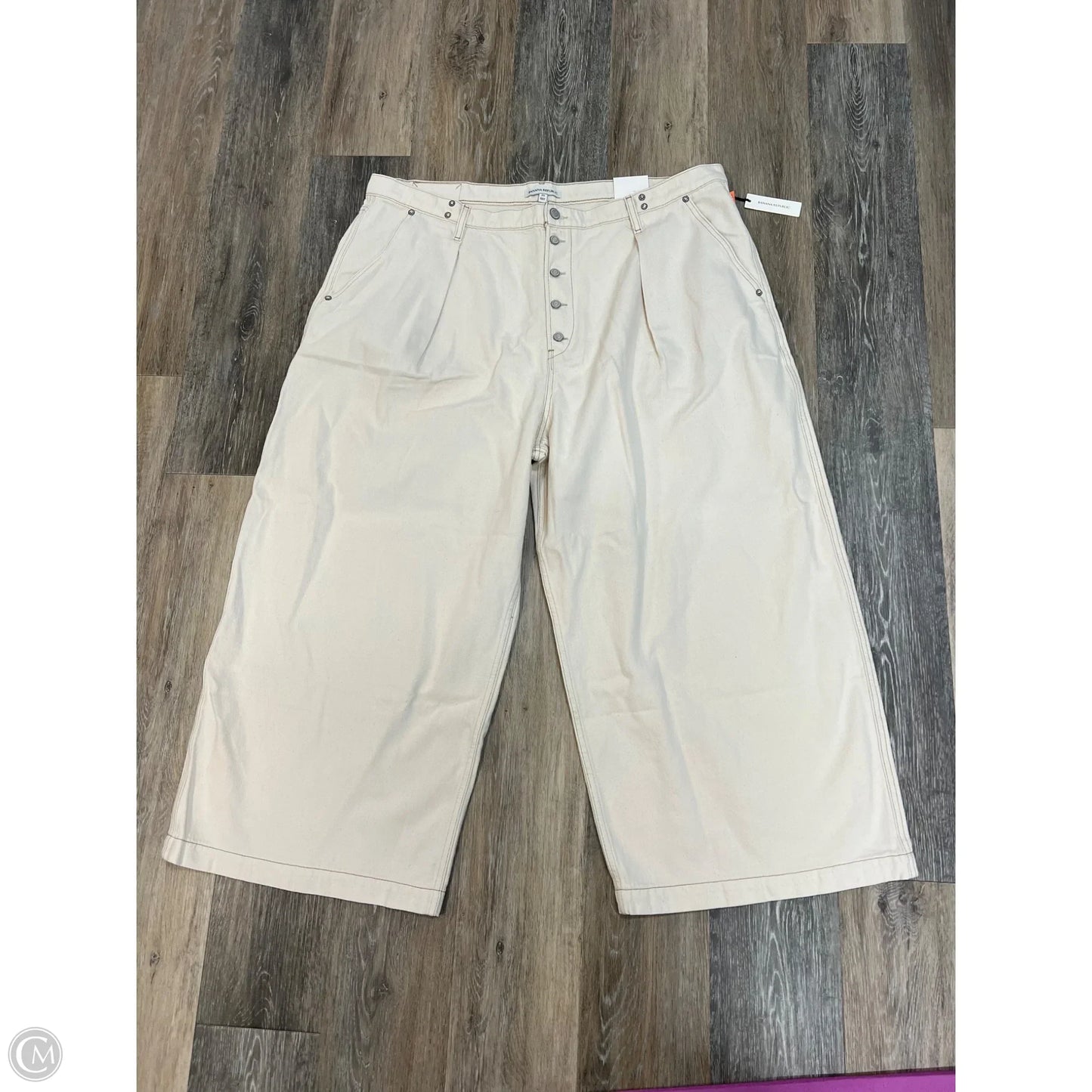 Jeans Crop Wide Leg By Banana Republic In Cream Denim, Size: 17/35