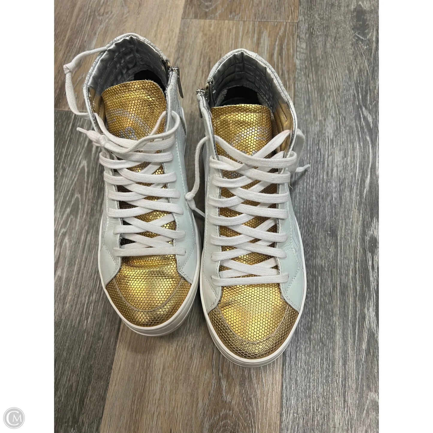 Shoes Sneakers By P448 In Gold & White, Size: 7