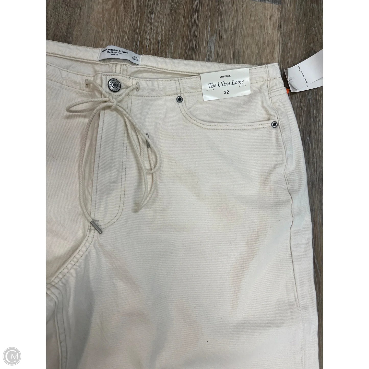 Jeans Wide Leg By Abercrombie And Fitch In Cream Denim, Size: 14