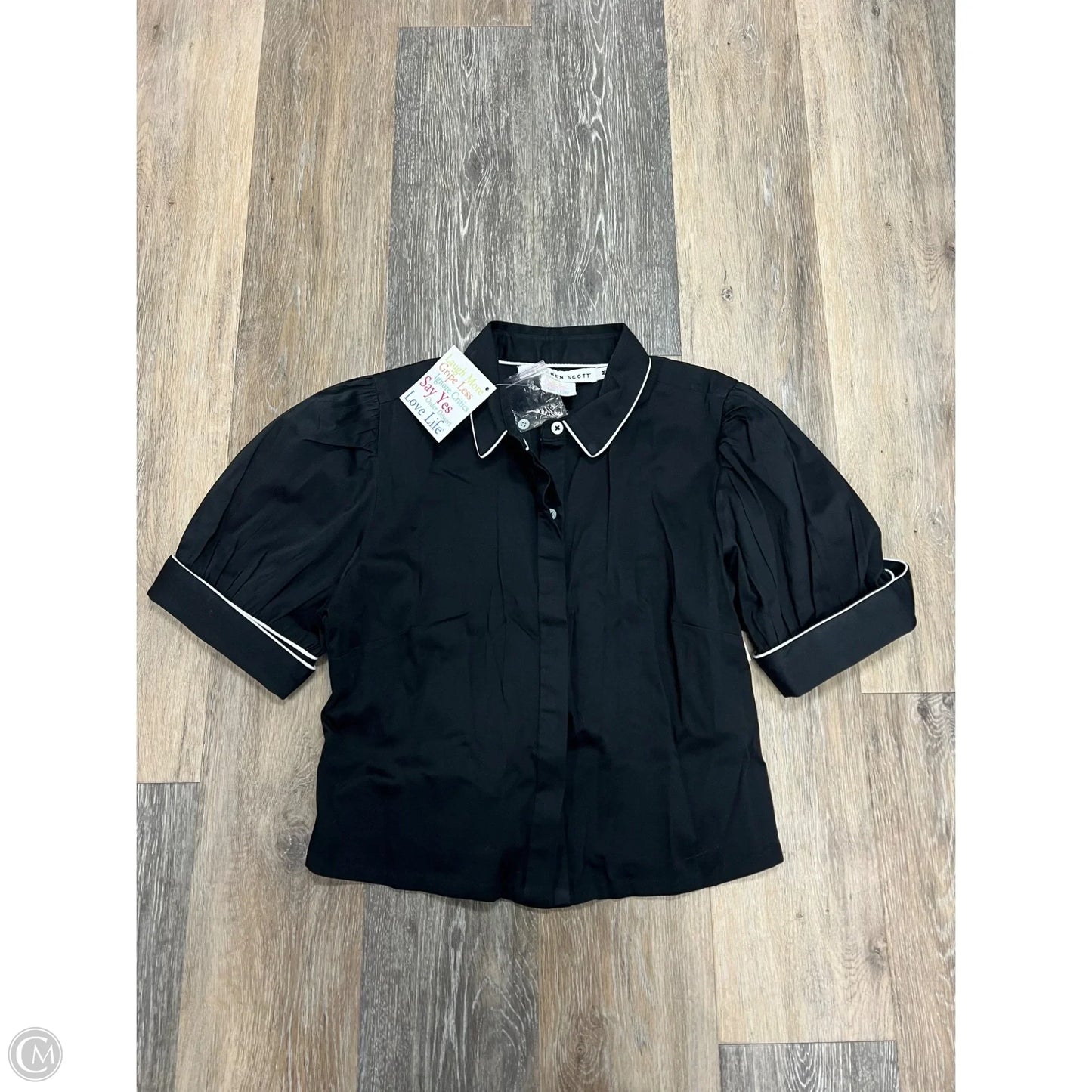 Blouse Short Sleeve By Gretchen Scott In Black, Size: M