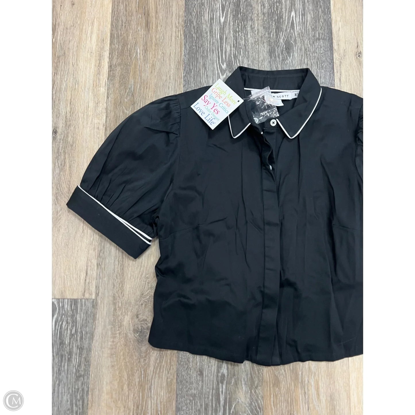 Blouse Short Sleeve By Gretchen Scott In Black, Size: M