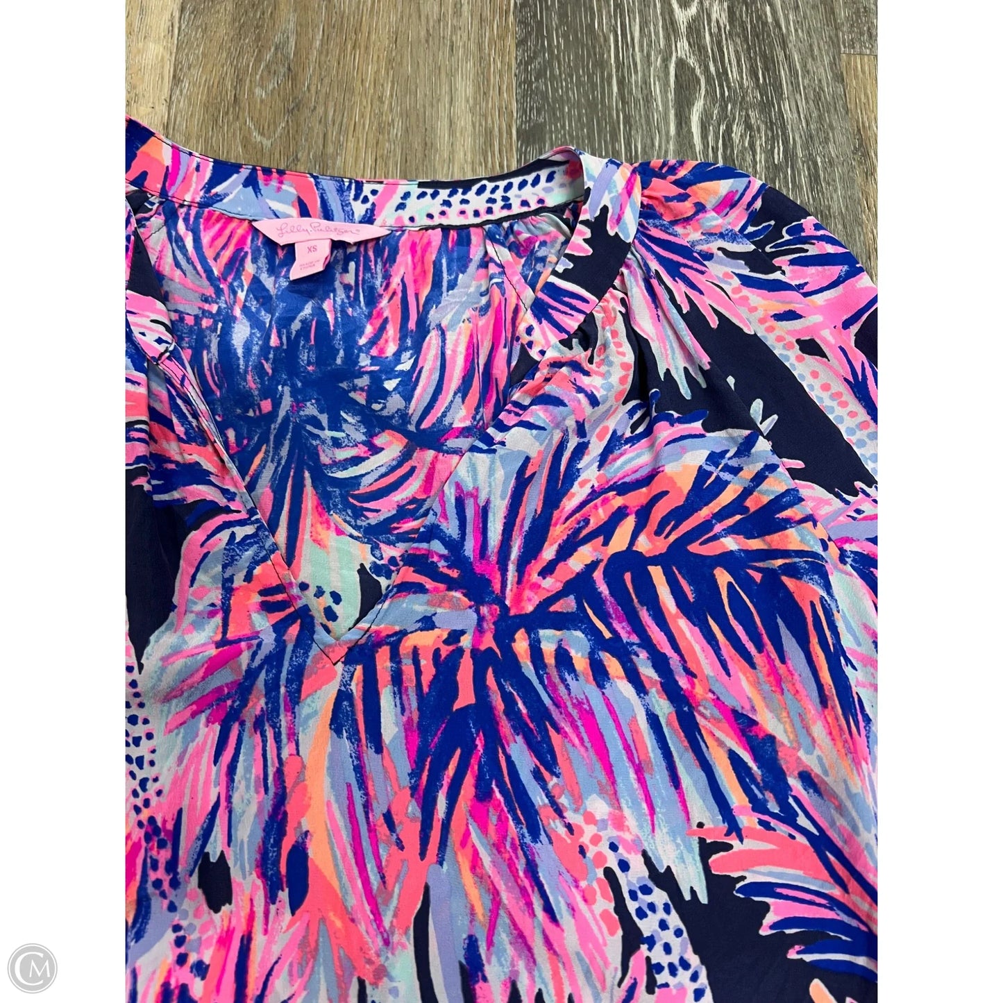 Blouse Designer By Lilly Pulitzer In Blue & Pink, Size: Xs