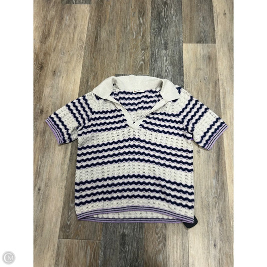 Sweater Short Sleeve By Marine Layer In Striped Pattern, Size: L