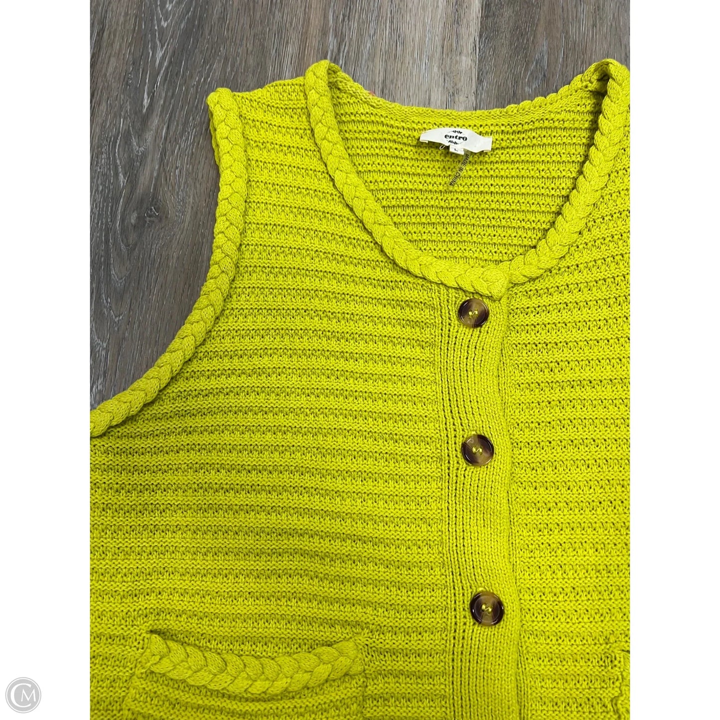 Vest Sweater By Entro In Green, Size: L