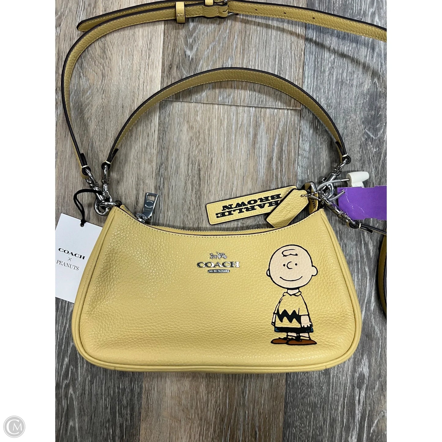 Handbag Designer By Coach x Peanuts, Size: Small