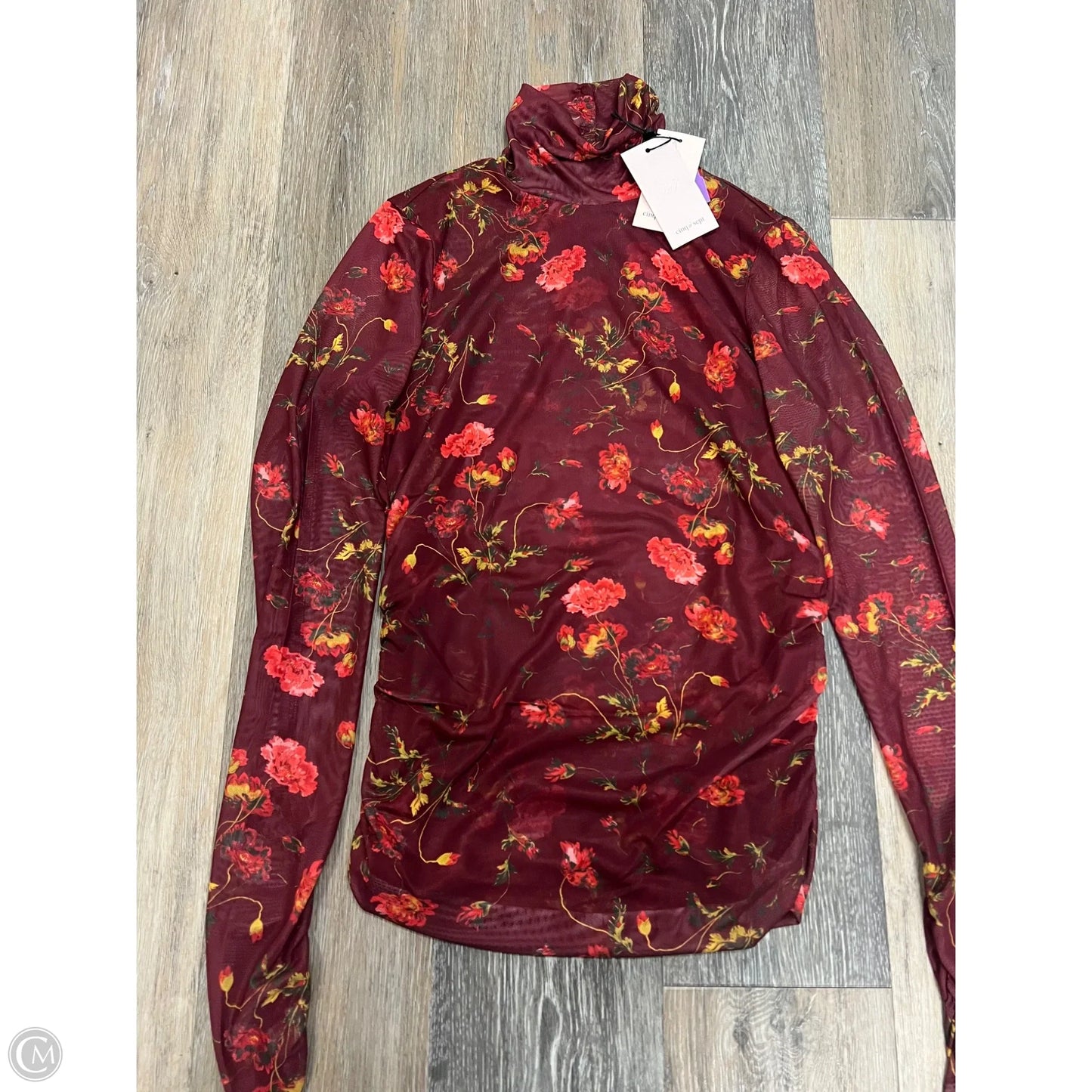 Top Long Sleeve Designer By Cinc A Sept In Floral Print, Size: S