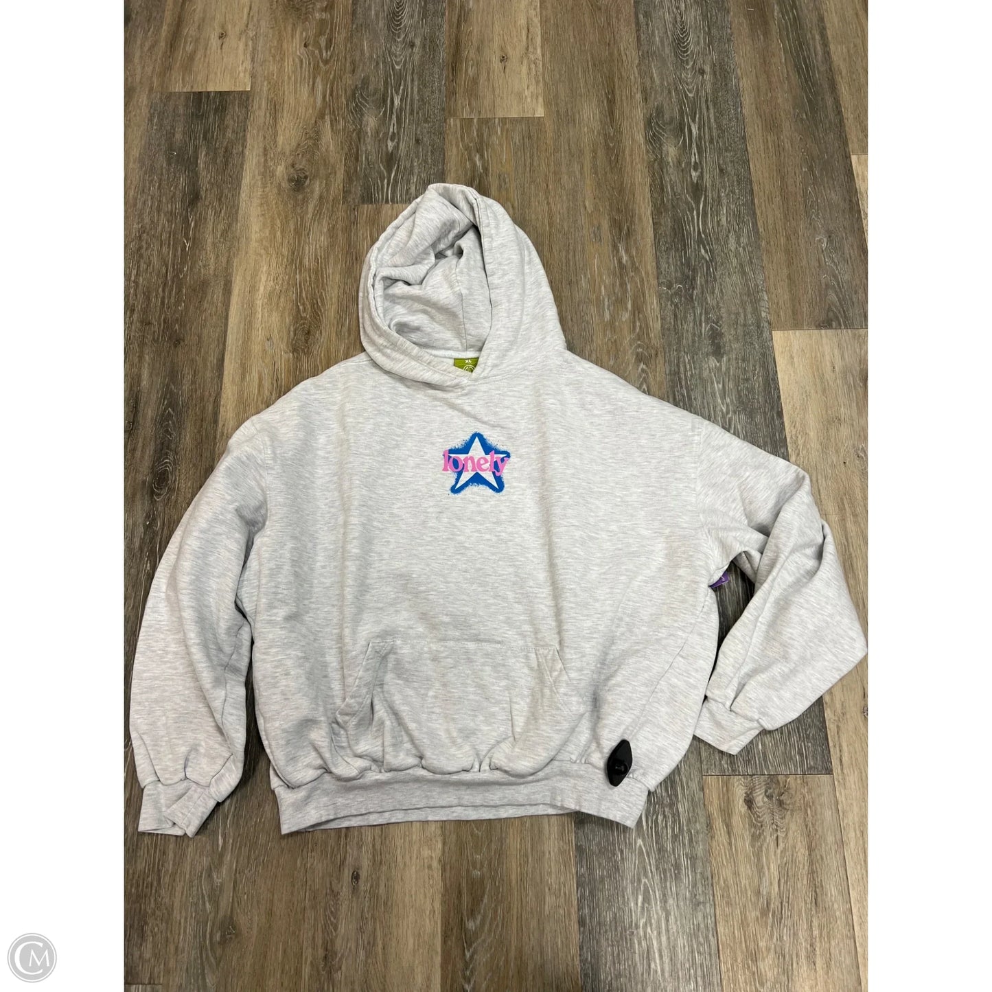 Sweatshirt Hoodie By Lonely Ghost In Grey, Size: Xl