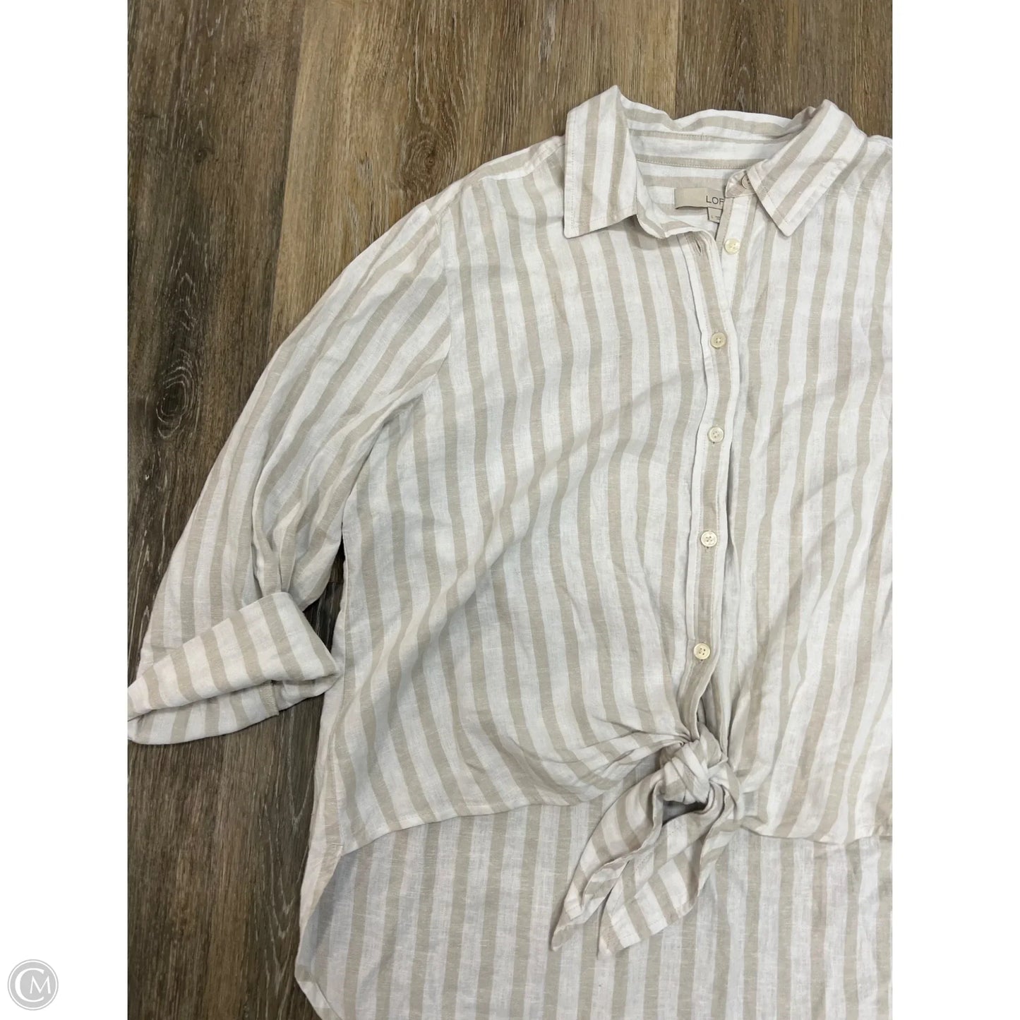 Blouse Long Sleeve By Loft In Striped Pattern, Size: L