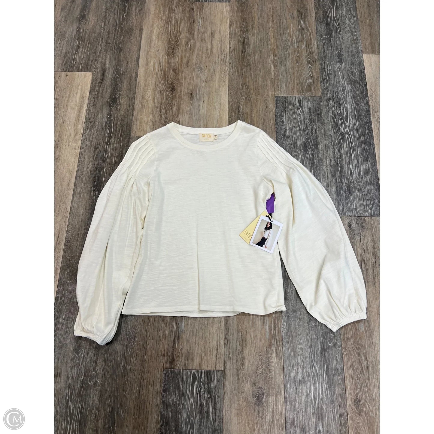 Top Long Sleeve By Nation In Cream, Size: S