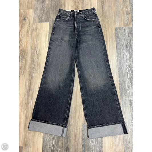 Jeans Wide Leg By Agolde In Black Denim, Size: 0/24
