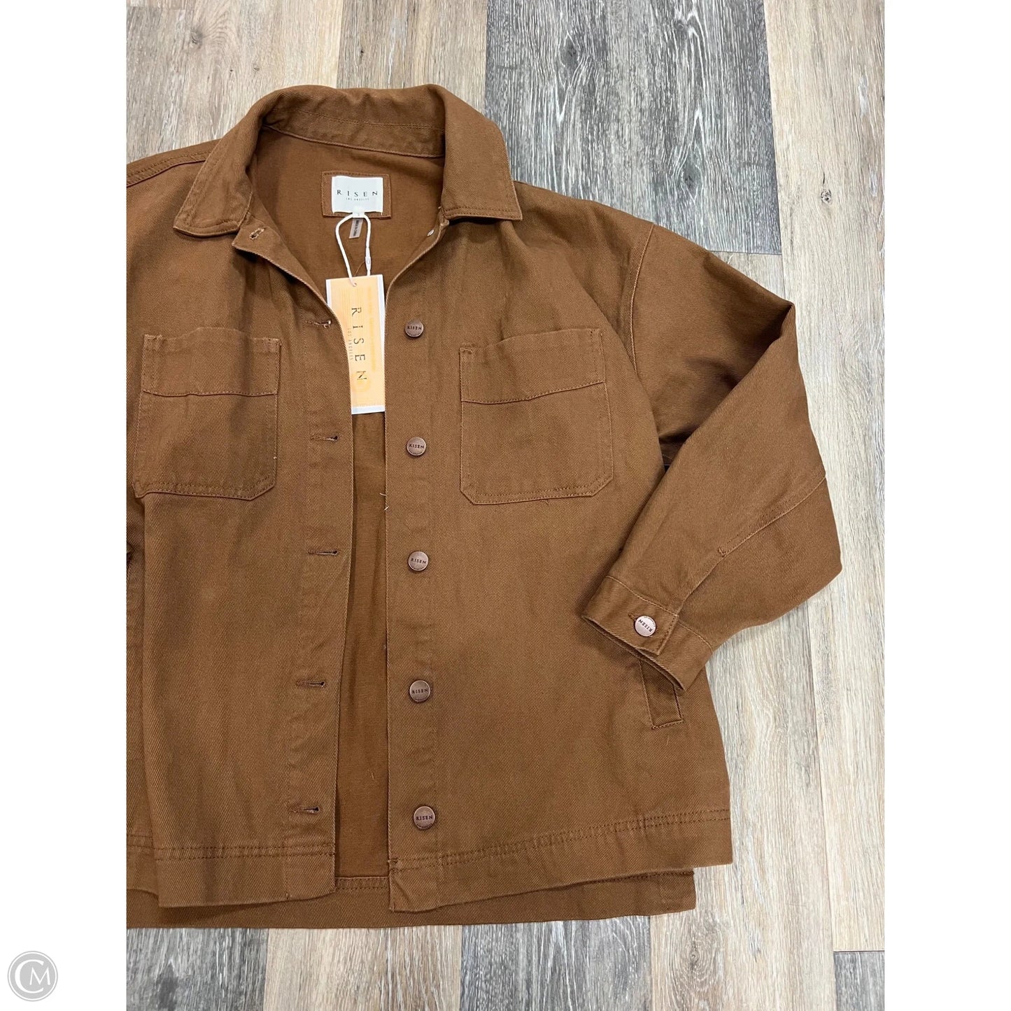 Jacket Denim By Risen In Brown Denim, Size: S