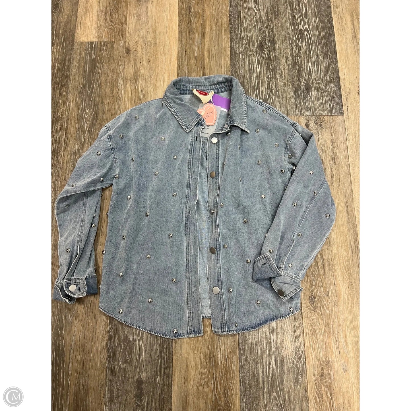 Blouse Long Sleeve By Lov Lov  In Blue Denim, Size: M