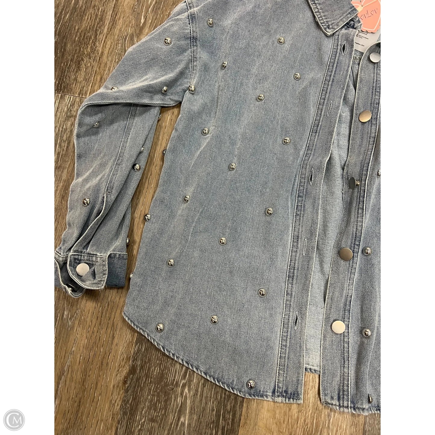 Blouse Long Sleeve By Lov Lov  In Blue Denim, Size: M