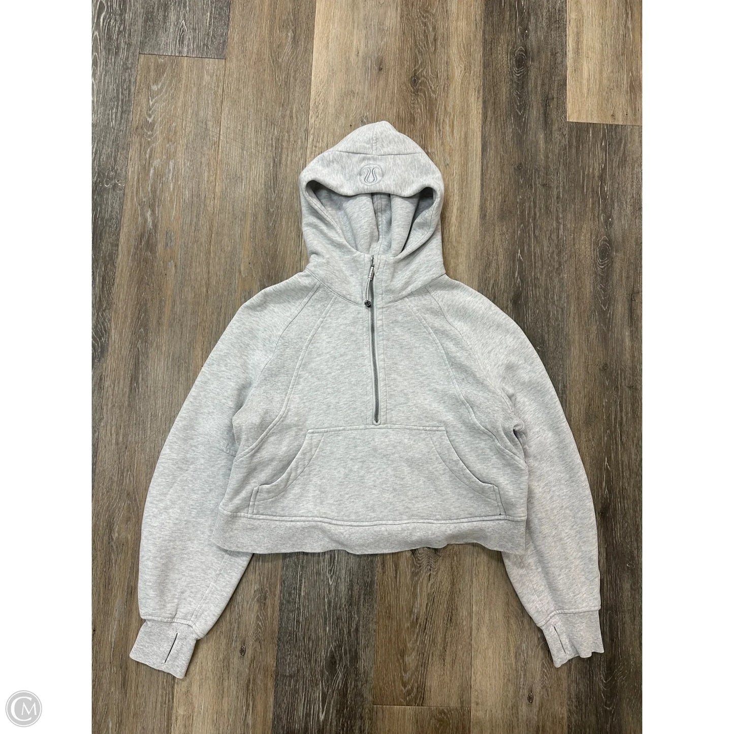 Athletic Sweatshirt Hoodie By Lululemon In Grey, Size: Xs