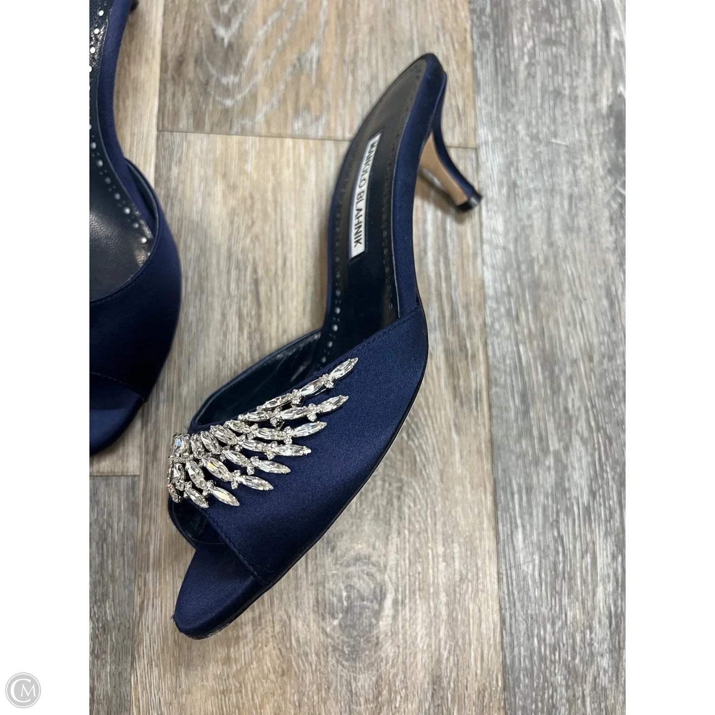 Sandals Luxury Designer By Manolo Blahnik In Blue, Size: 8