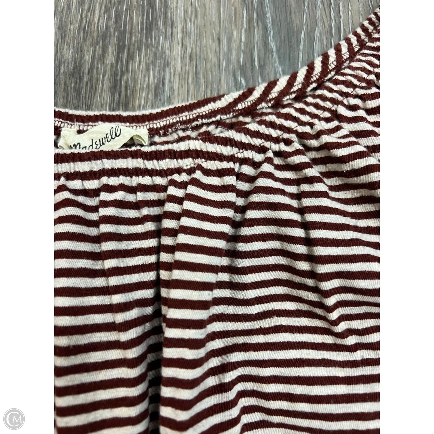 Top Short Sleeve By Madewell In Striped Pattern, Size: M