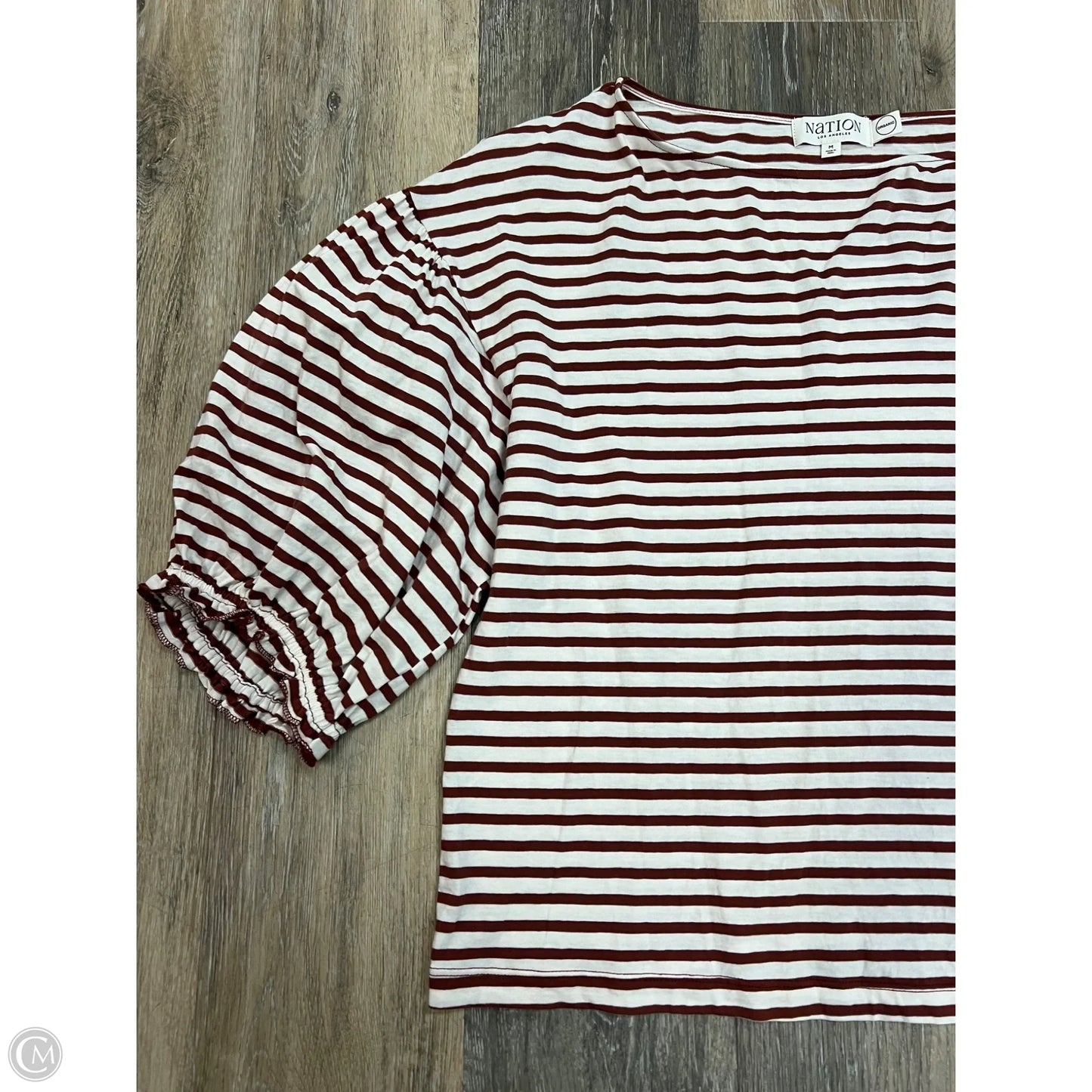 Top Short Sleeve By Nation In Striped Pattern, Size: M