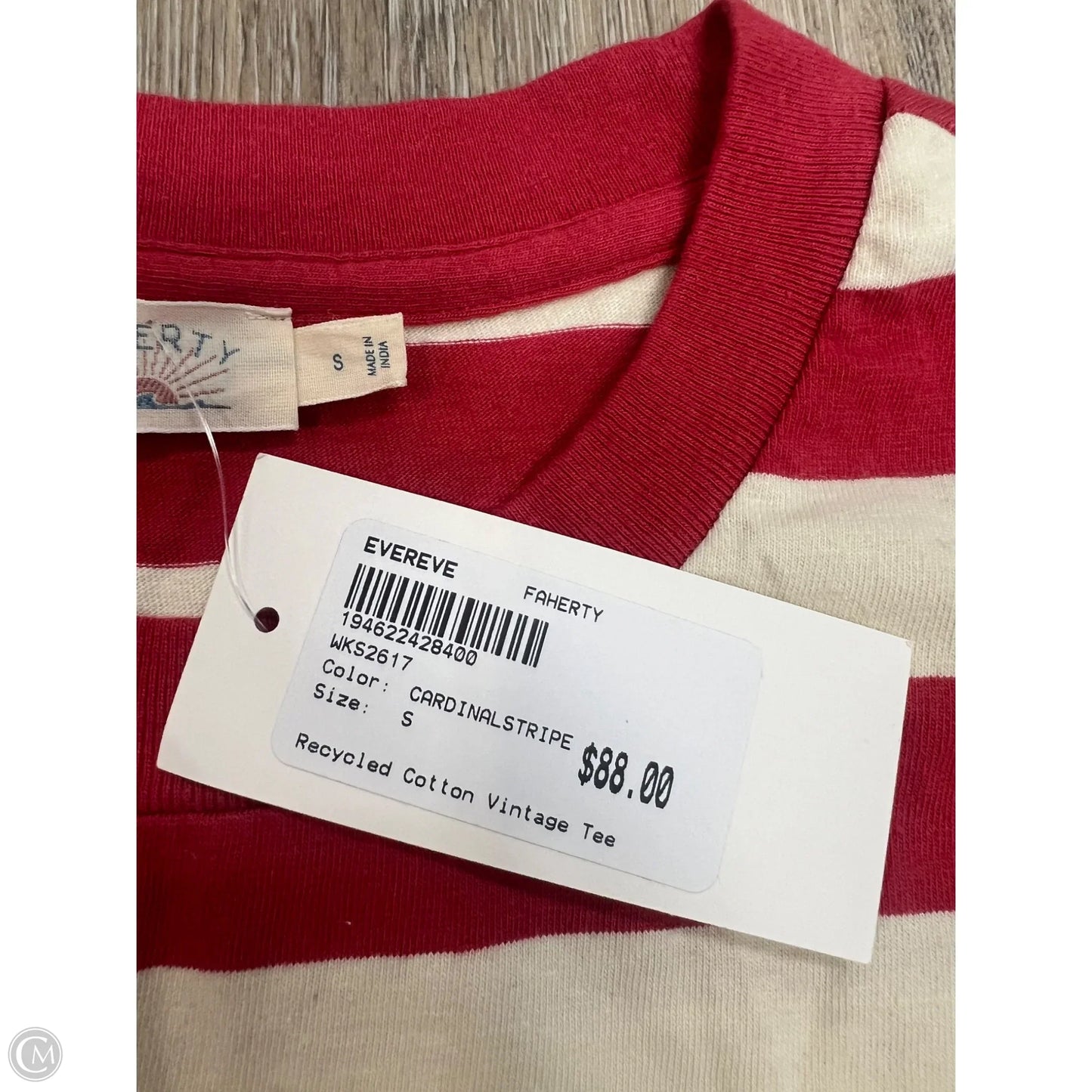 Top Short Sleeve By Faherty In Striped Pattern, Size: S