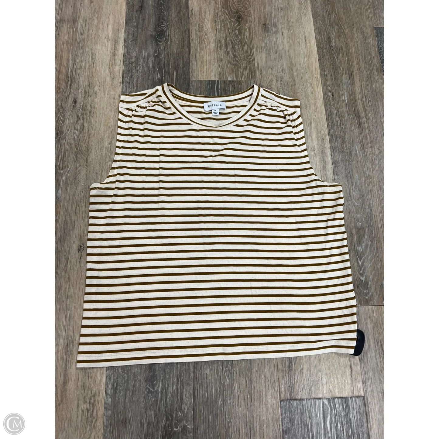 Top Short Sleeve By Evereve In Striped Pattern, Size: M