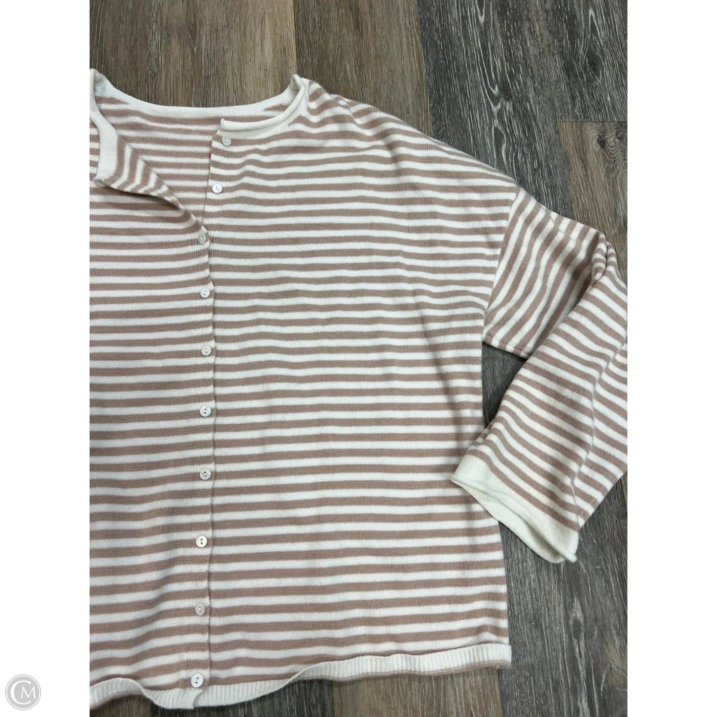Sweater Cardigan By Clothes Mentor In Striped Pattern, Size: L
