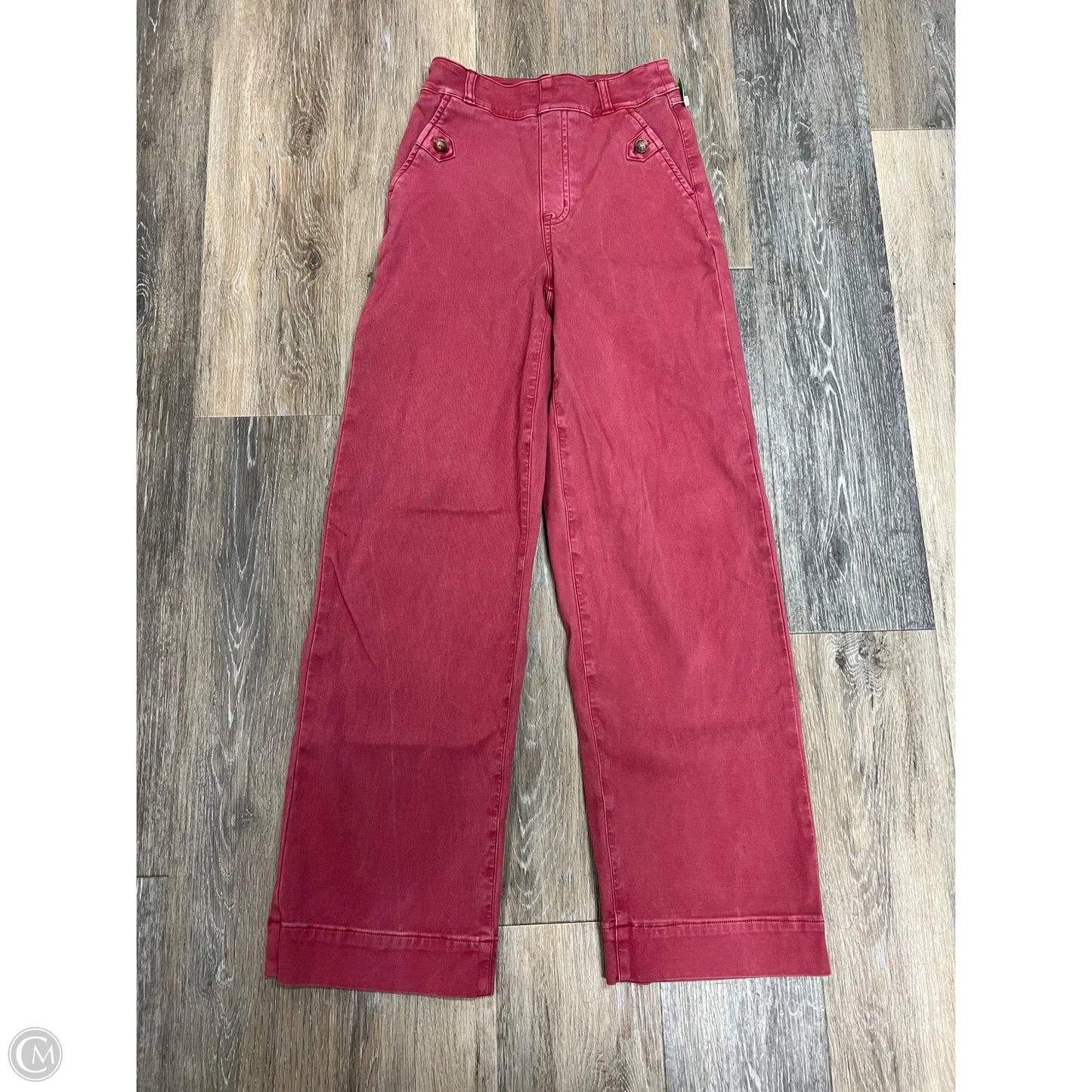 Jeans Wide Leg By Spanx In Red Denim, Size: Xs