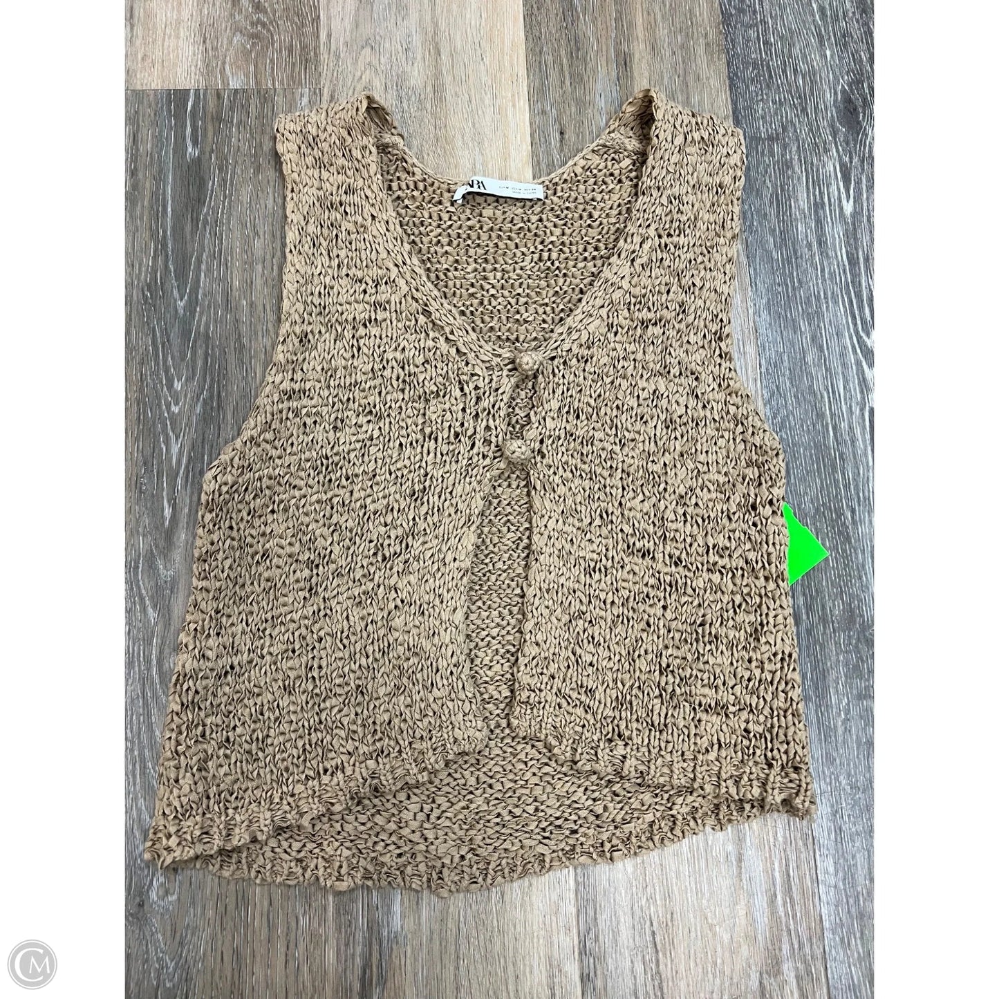 Top Sleeveless By Zara In Tan, Size: M