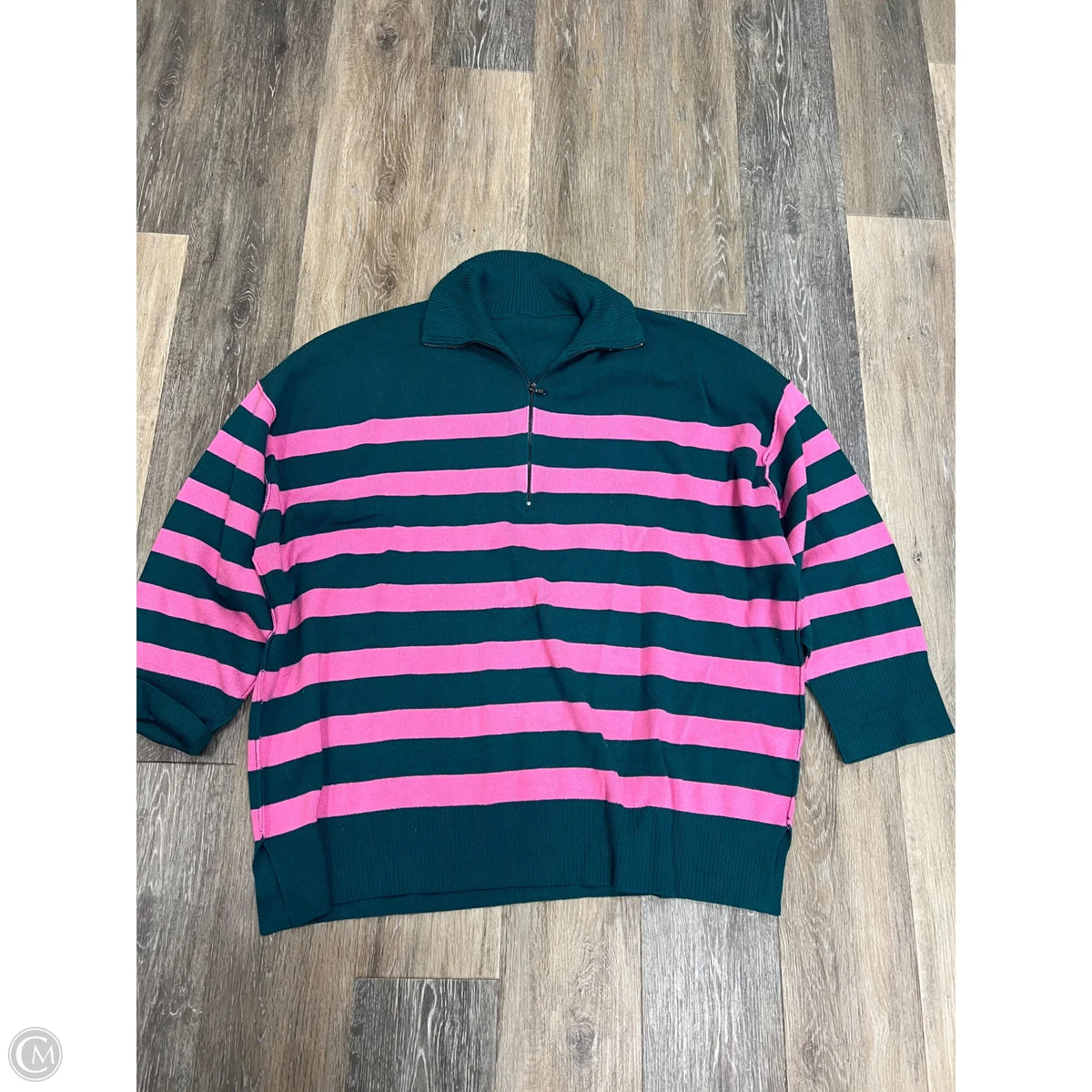 Sweater By Cmc In Green & Pink, Size: 2x