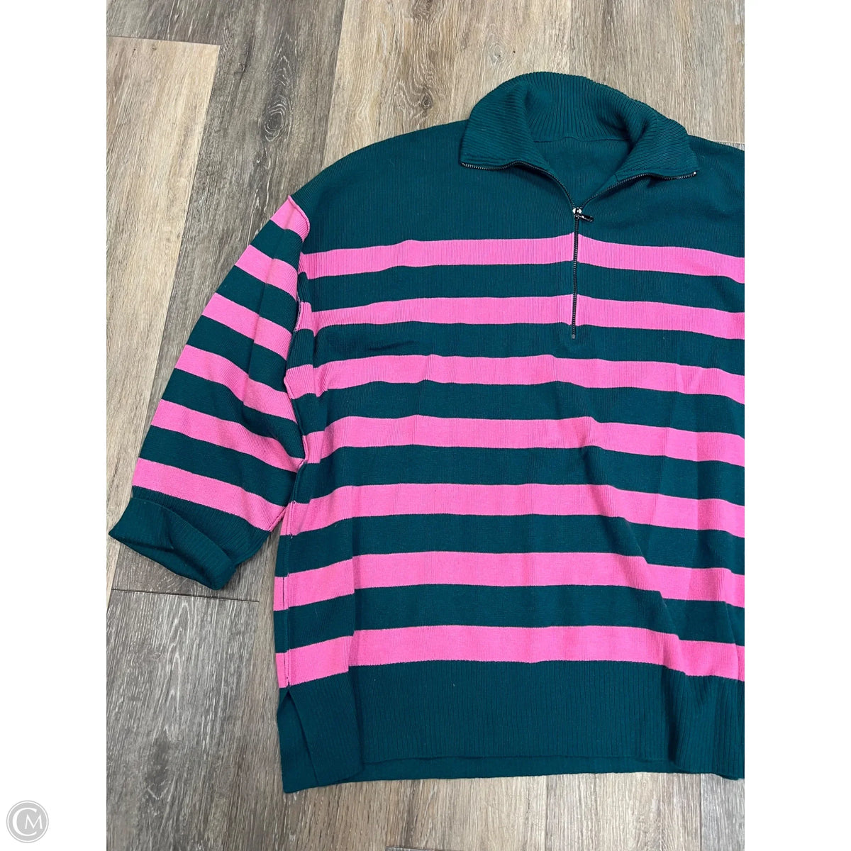 Sweater By Cmc In Green & Pink, Size: 2x