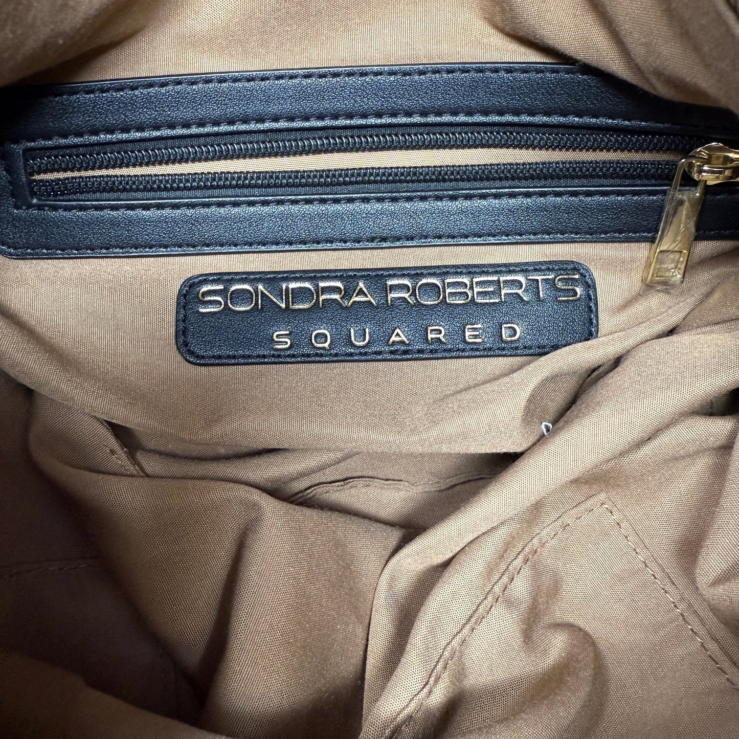 Squared Vegan Leather Tote Designer By Sondra Roberts, Size: Medium