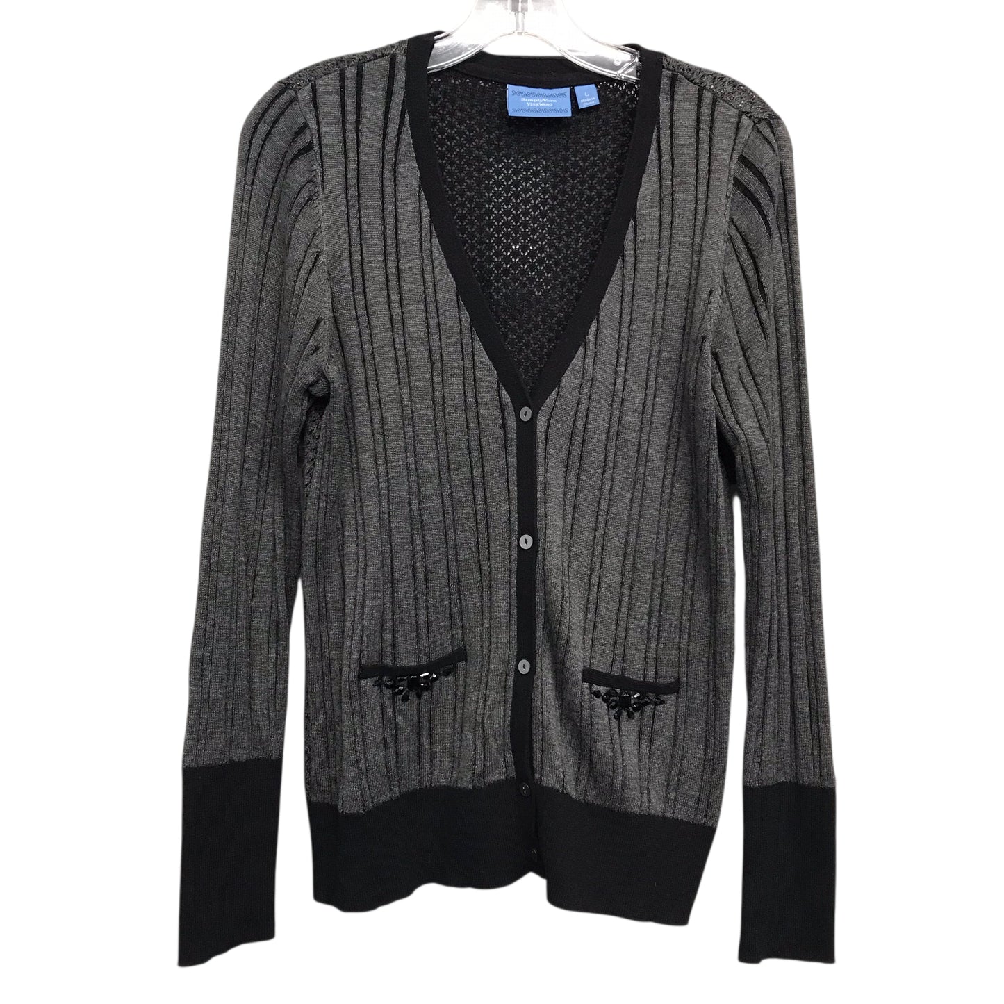 Sweater Cardigan By Simply Vera In Grey, Size:L