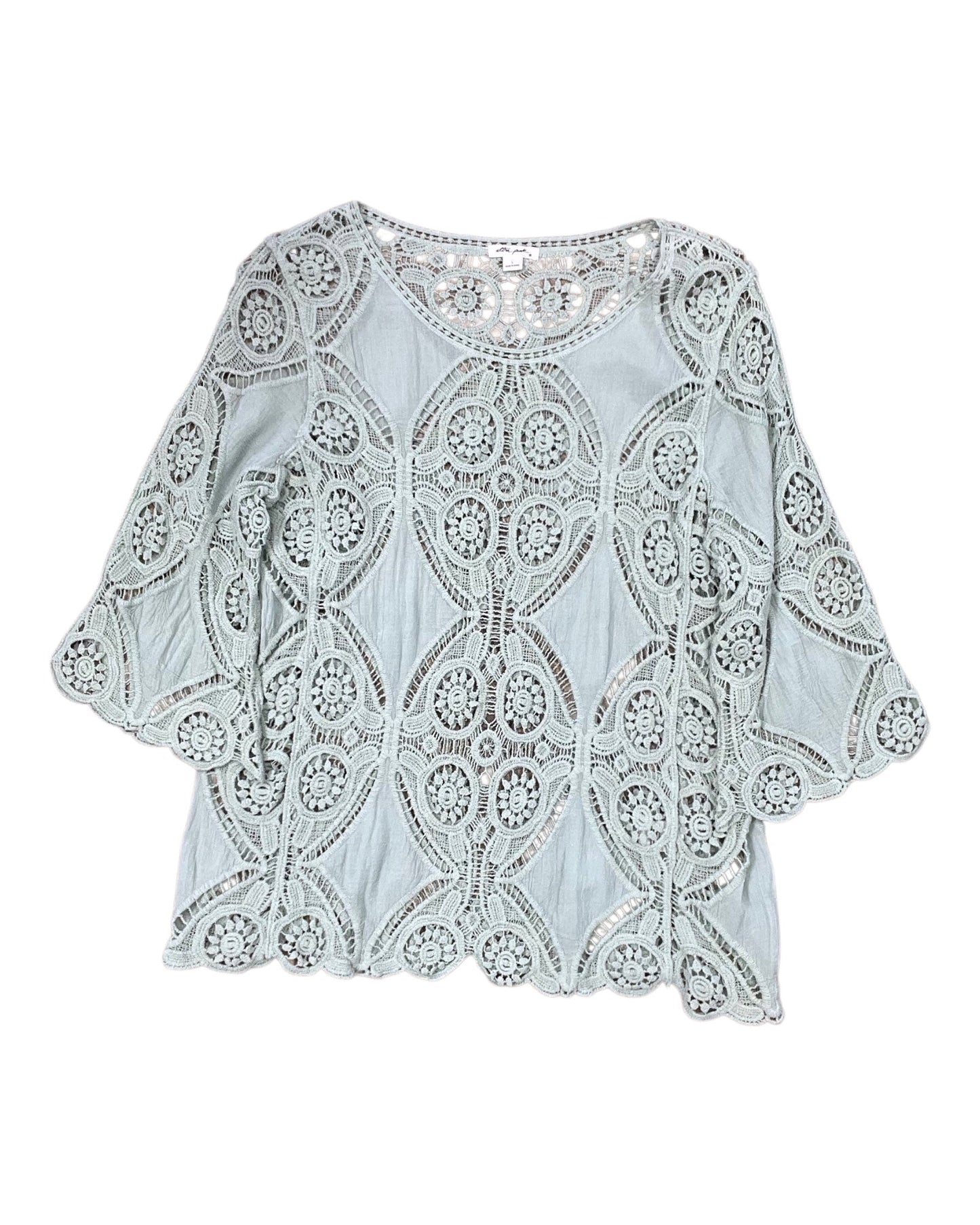 Top 3/4 Sleeve By Ultra Pink In Green, Size:L