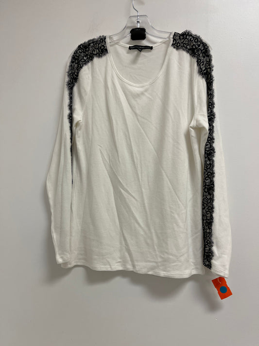 Top Long Sleeve By White House Black Market In White Black, Size: L