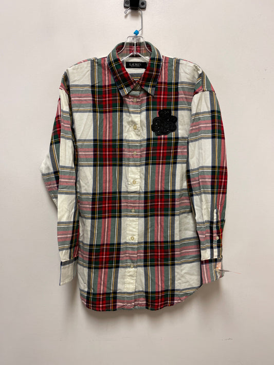 Blouse Long Sleeve By Ralph Lauren In Plaid, Size: M