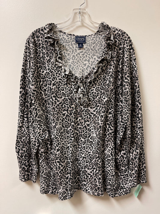 Top Long Sleeve By Chaps In Animal Print, Size: 3x