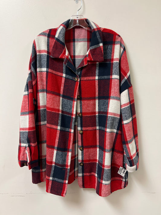 Jacket Shirt By Clothes Mentor In Red, Size: 2x