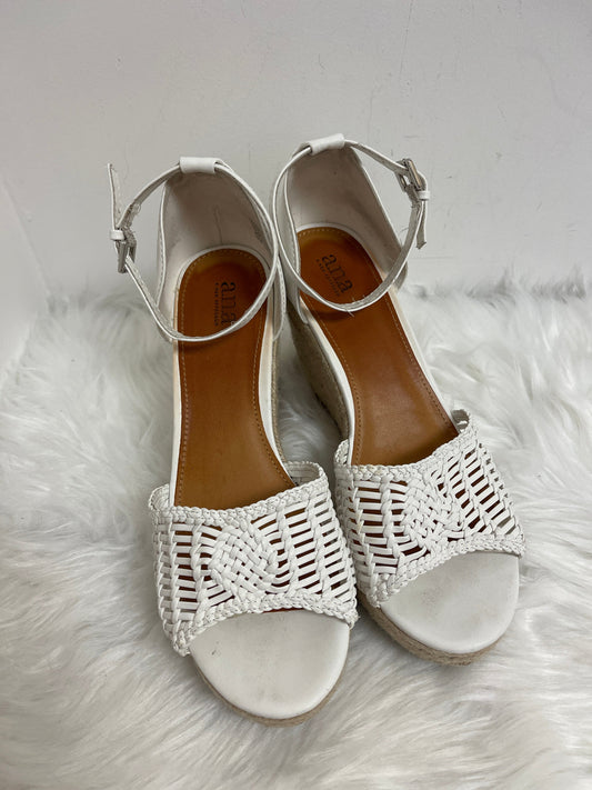 White Sandals Heels Wedge Ana, Size 11