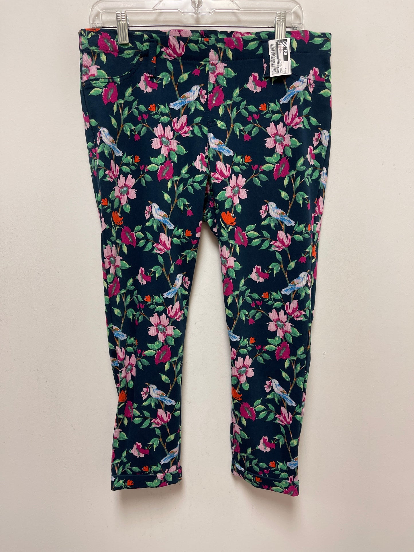 Floral Print Pants Cropped Time And Tru, Size 12