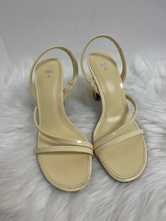 Cream Sandals Heels Block Zara, Size 7.5