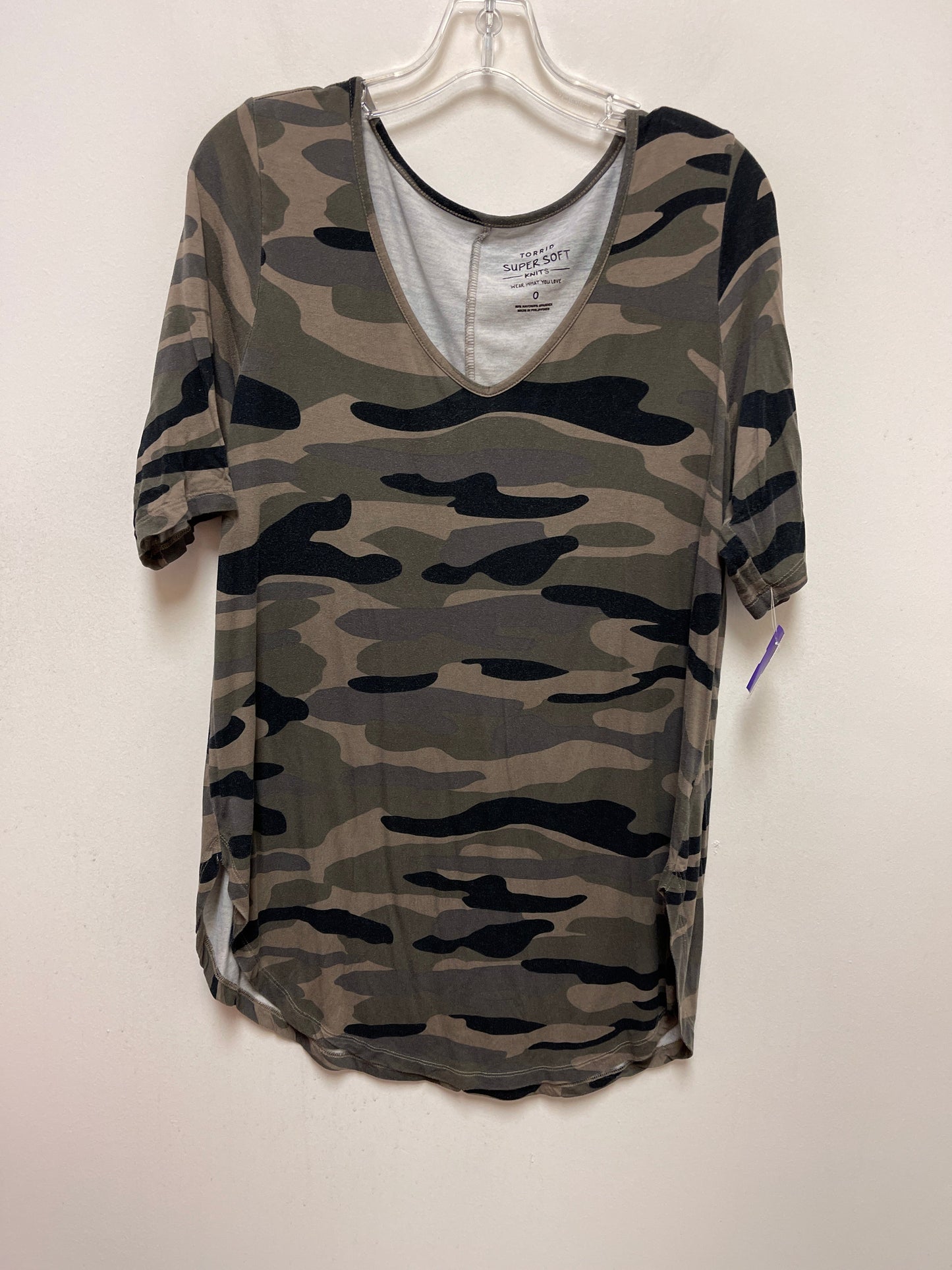 Camouflage Print Top Short Sleeve Torrid, Size Xl