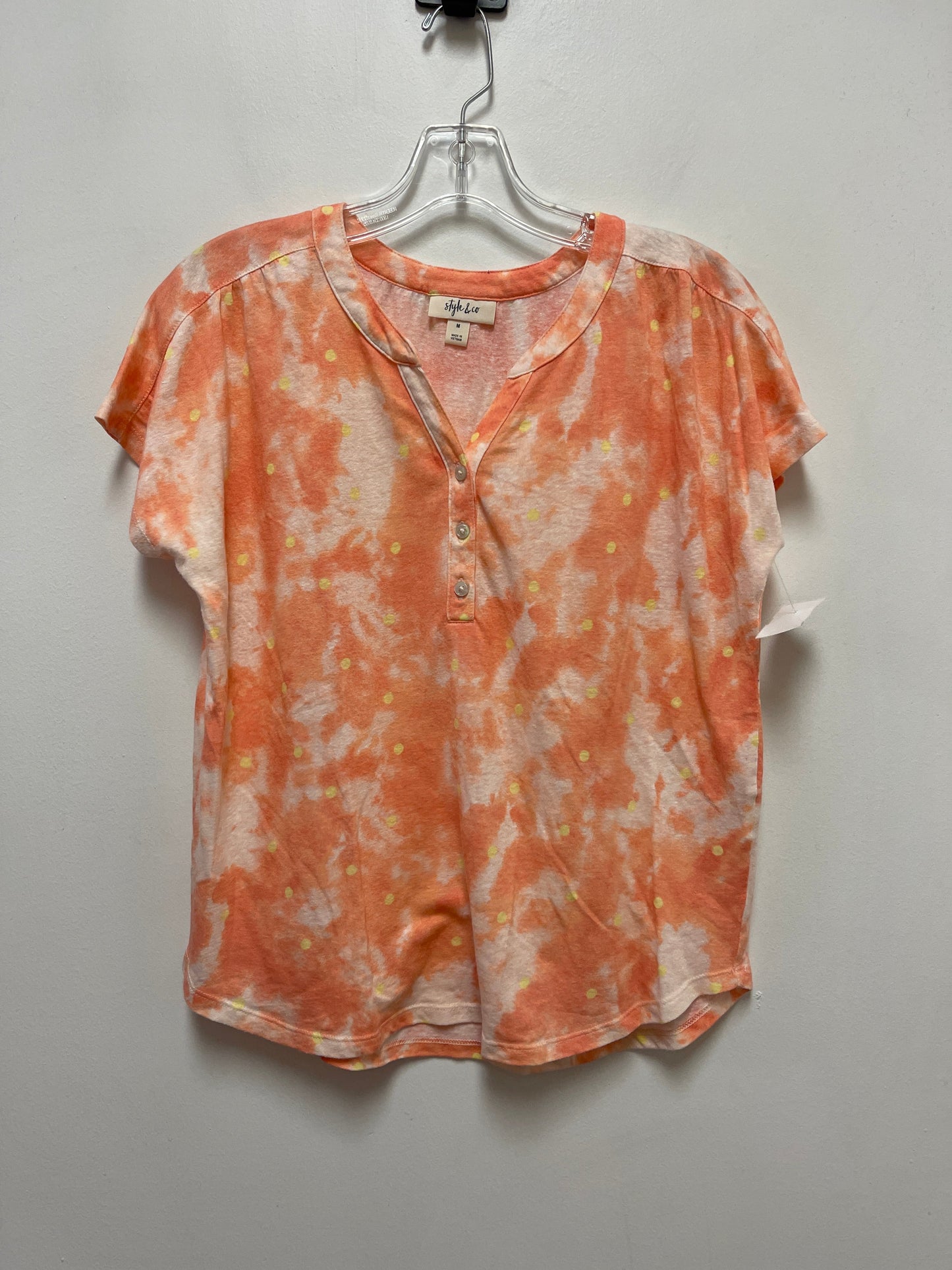 Top Short Sleeve By Style And Company In Orange, Size: M