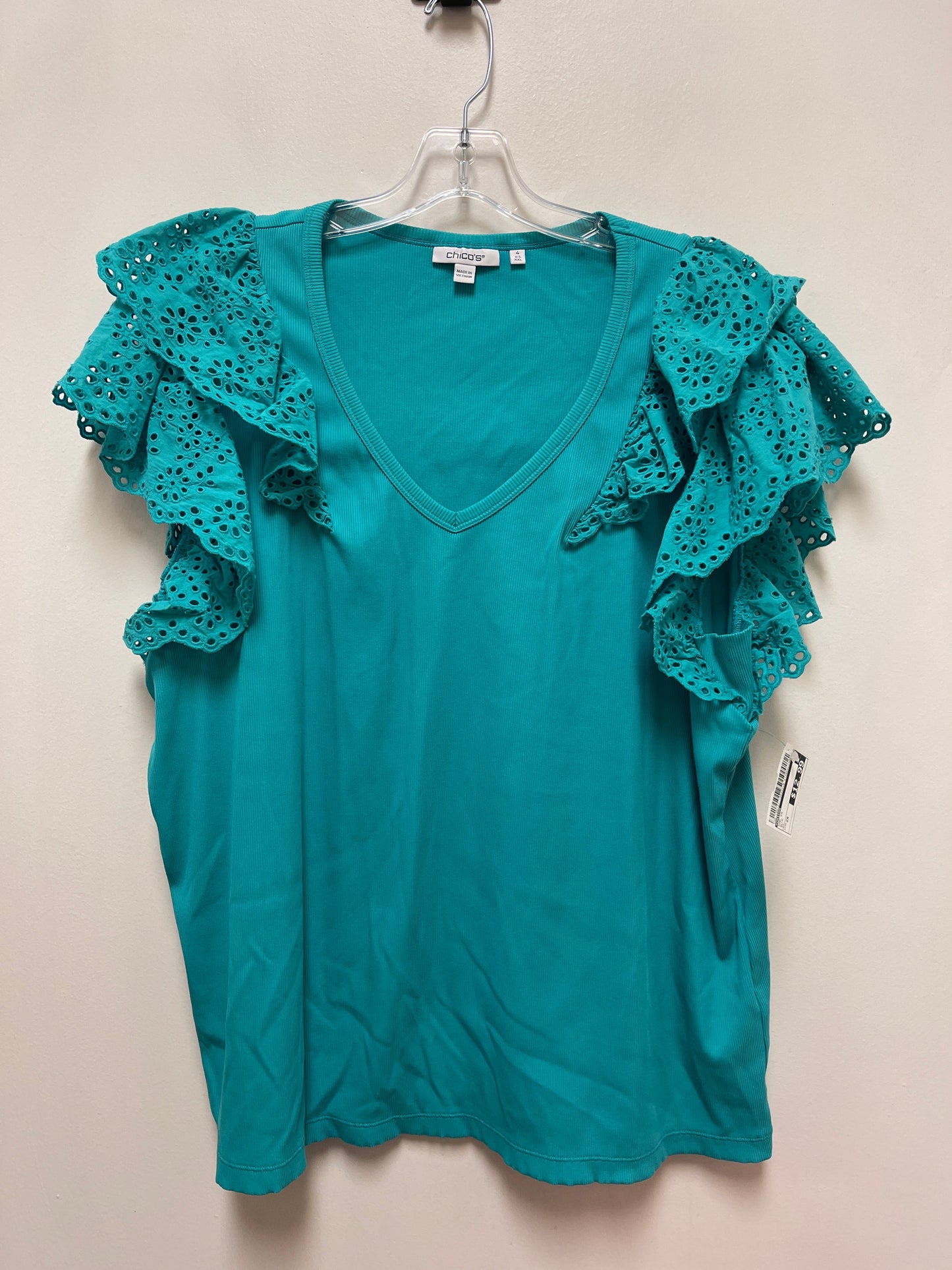 Top Short Sleeve By Chicos In Blue, Size: 2x