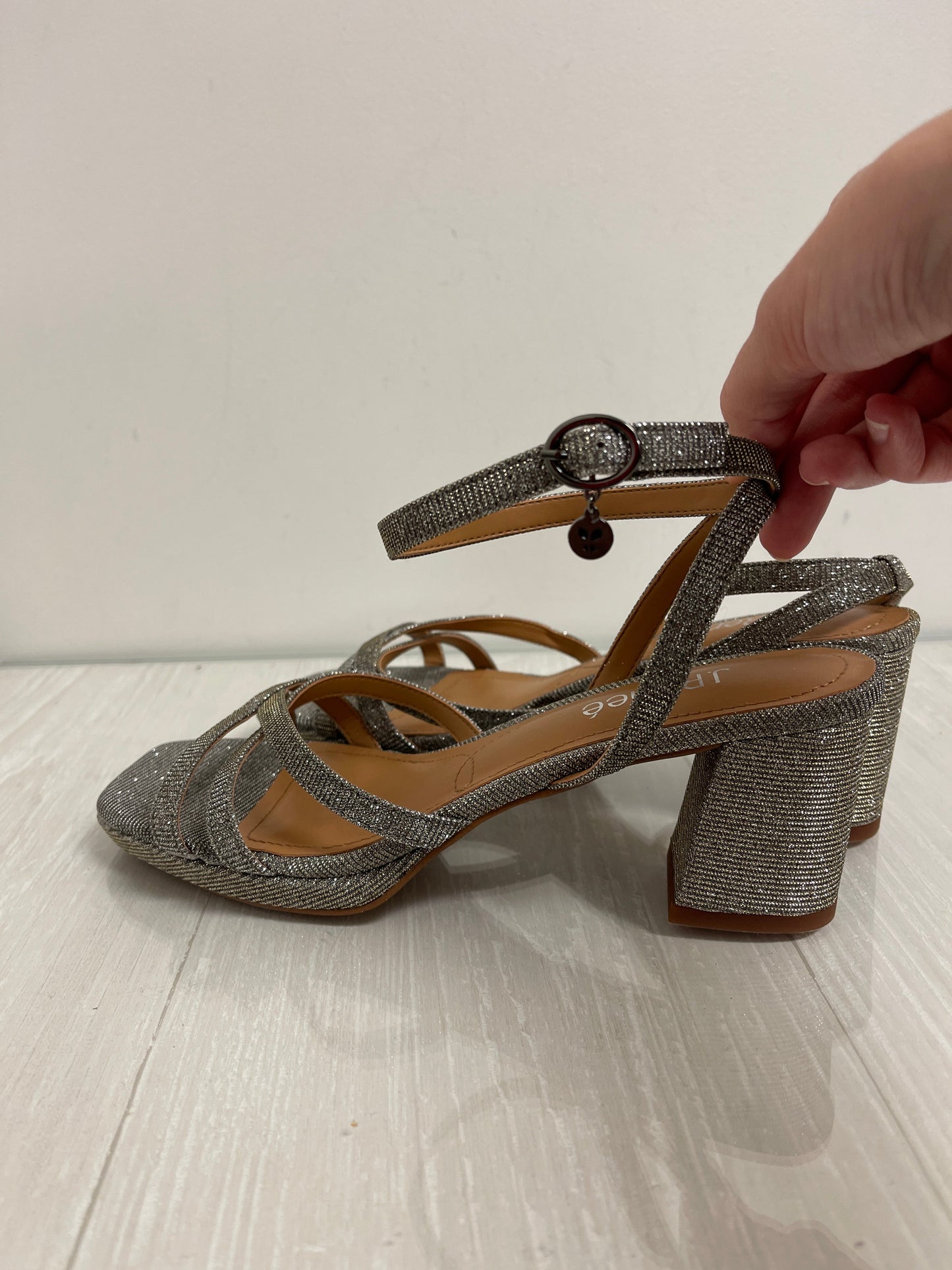 Sandals Heels Block By J Renee In Silver, Size: 8.5